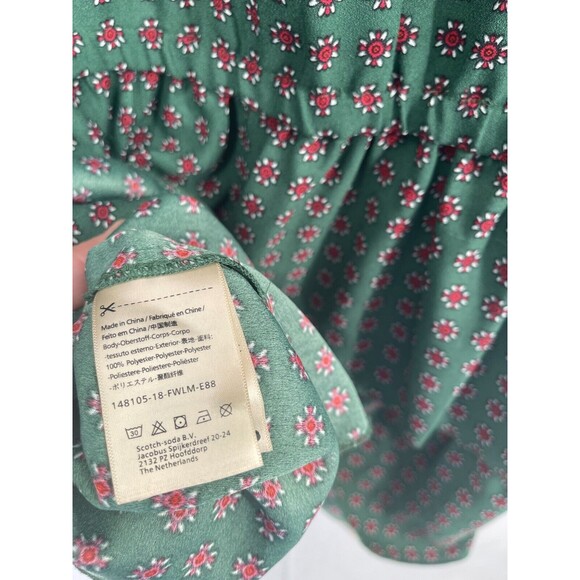 Scotch & Soda Small Dress Fit Flare Tiered Maison Floral Green Geometric - Picture 9 of 10